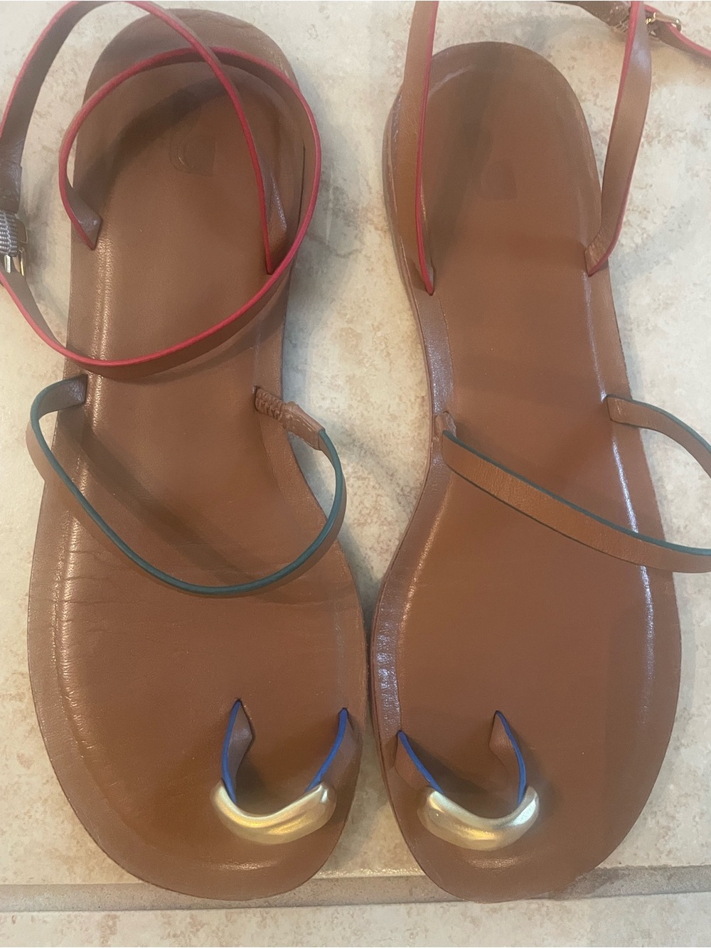 Larroude Biarritz Brown Leather Sandals